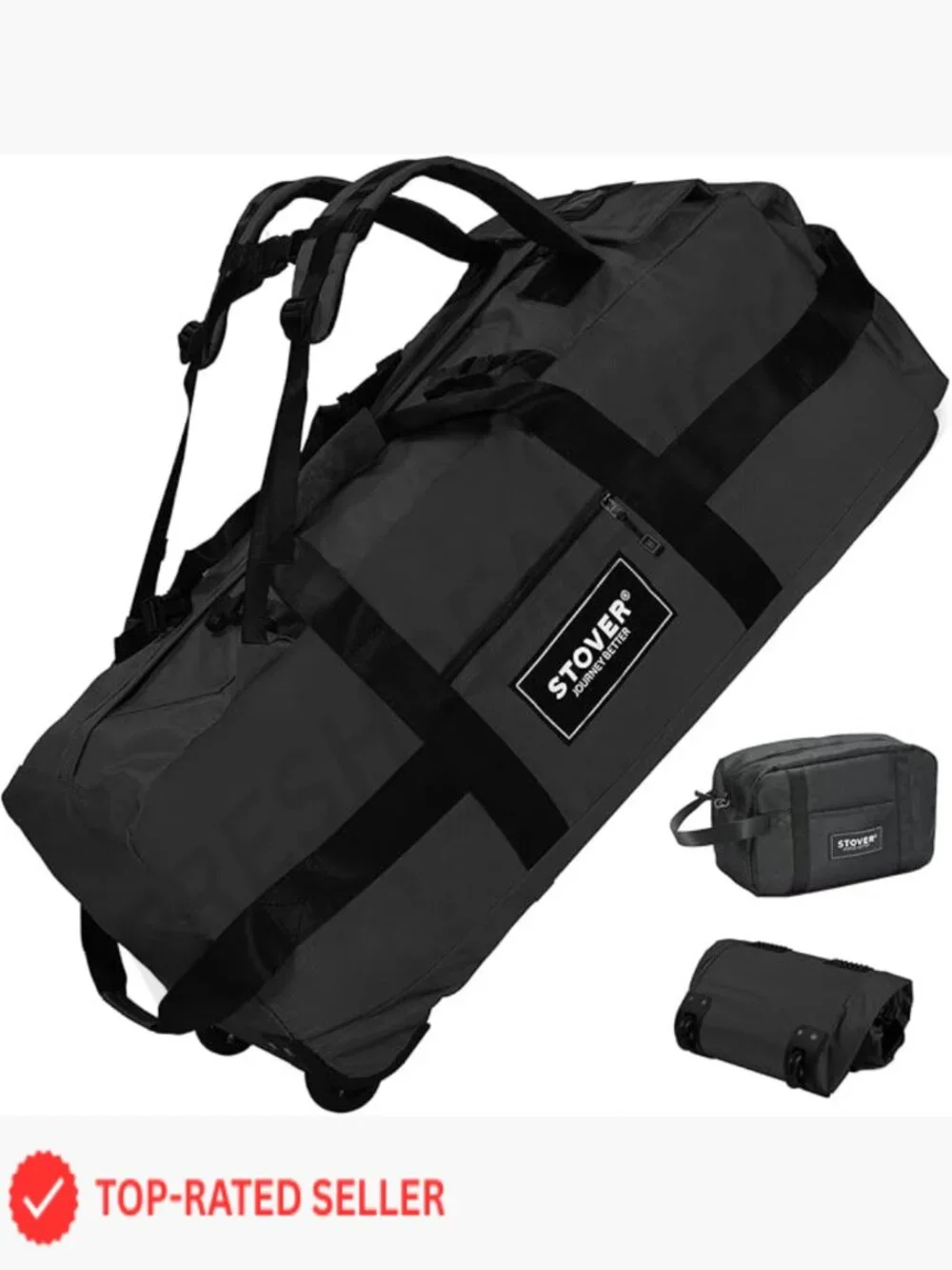 100L Rolling Duffel Bag with Wheels Heavy Duty Travel Luggage Backpack Straps